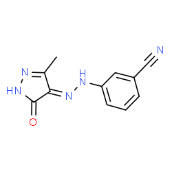 ChemSpider 2D Image | 3-[(2E)-2-(3-Methyl-5-oxo-1,5-dihydro-4H-pyrazol-4-ylidene)hydrazino]benzonitrile | C11H9N5O