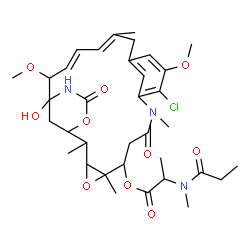 ChemSpider 2D Image | 11-Chloro-21-hydroxy-12,20-dimethoxy-2,5,9,16-tetramethyl-8,23-dioxo-4,24-dioxa-9,22-diazatetracyclo[19.3.1.1~10,14~.0~3,5~]hexacosa-10(26),11,13,16,18-pentaen-6-yl 2-[methyl(propionyl)amino]propanoat
e | C35H48ClN3O10