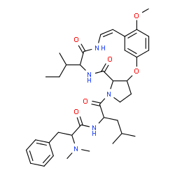 ChemSpider 2D Image | N-{1-[(13Z)-10-sec-Butyl-16-methoxy-8,11-dioxo-2-oxa-6,9,12-triazatricyclo[13.3.1.0~3,7~]nonadeca-1(19),13,15,17-tetraen-6-yl]-4-methyl-1-oxo-2-pentanyl}-Nalpha,Nalpha-dimethylphenylalaninamide | C37H51N5O6