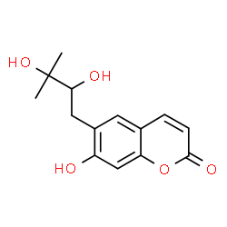 ChemSpider 2D Image | Coumarin, 6-(2,3-dihydroxy-3-methylbutyl)-7-hydroxy- | C14H16O5