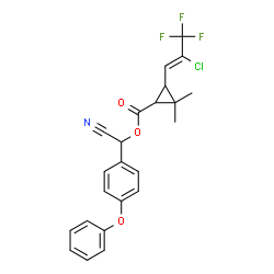ChemSpider 2D Image | Cyano(4-phenoxyphenyl)methyl 3-[(1Z)-2-chloro-3,3,3-trifluoro-1-propen-1-yl]-2,2-dimethylcyclopropanecarboxylate | C23H19ClF3NO3