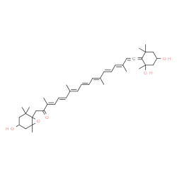 ChemSpider 2D Image | 3,3',5'-Trihydroxy-6',7'-didehydro-5,5',6,6',7,8-hexahydro-5,6-epoxy-beta,beta-caroten-8-one | C40H56O5