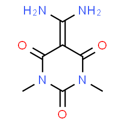 ChemSpider 2D Image | 5-(Diaminomethylene)-1,3-dimethyl-2,4,6(1H,3H,5H)-pyrimidinetrione | C7H10N4O3