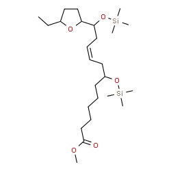 ChemSpider 2D Image | Methyl (9Z)-12-(5-ethyltetrahydro-2-furanyl)-7,12-bis[(trimethylsilyl)oxy]-9-dodecenoate  | C25H50O5Si2