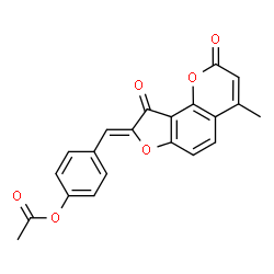 ChemSpider 2D Image | 4-[(Z)-(4-Methyl-2,9-dioxo-2H-furo[2,3-h]chromen-8(9H)-ylidene)methyl]phenyl acetate | C21H14O6