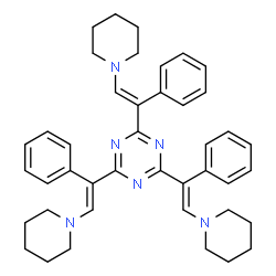 ChemSpider 2D Image | 2,4,6-Tris[(E)-1-phenyl-2-(1-piperidinyl)vinyl]-1,3,5-triazine | C42H48N6
