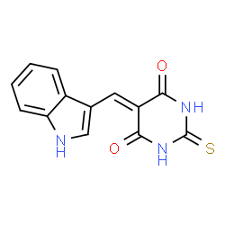 ChemSpider 2D Image | 5-(1H-indol-3-ylmethylidene)-2-thioxohexahydropyrimidine-4,6-dione | C13H9N3O2S