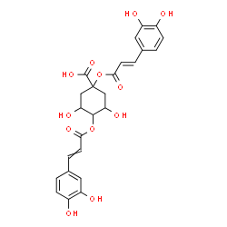 ChemSpider 2D Image | 4-{[3-(3,4-Dihydroxyphenyl)acryloyl]oxy}-1-{[(2E)-3-(3,4-dihydroxyphenyl)-2-propenoyl]oxy}-3,5-dihydroxycyclohexanecarboxylic acid | C25H24O12