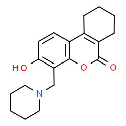ChemSpider 2D Image | 3-Hydroxy-4-piperidin-1-ylmethyl-7,8,9,10-tetrahydro-benzo[c]chromen-6-one | C19H23NO3