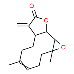 ChemSpider 2D Image | 1a,5-Dimethyl-8-methylene-2,3,6,7,7a,8,10a,10b-octahydrooxireno[9,10]cyclodeca[1,2-b]furan-9(1aH)-one | C15H20O3