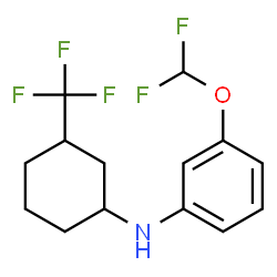 ChemSpider 2D Image | 3-(Difluoromethoxy)-N-[3-(trifluoromethyl)cyclohexyl]aniline | C14H16F5NO