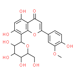 ChemSpider 2D Image | 1,5-Anhydro-1-[5,7-dihydroxy-2-(4-hydroxy-3-methoxyphenyl)-4-oxo-4H-chromen-8-yl]hexitol | C22H22O11