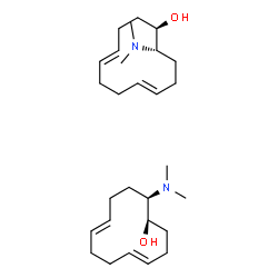 ChemSpider 2D Image | (1R,4E,8E,12R)-12-(Dimethylamino)-4,8-cyclododecadien-1-ol - (1R,4E,8E,12S)-12-(dimethylamino)-4,8-cyclododecadien-1-ol (1:1) | C28H50N2O2