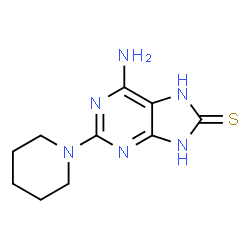 ChemSpider 2D Image | 6-Amino-2-(piperidin-1-yl)-9H-purine-8-thiol | C10H14N6S
