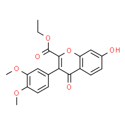 ChemSpider 2D Image | Ethyl 3-(3,4-dimethoxyphenyl)-7-hydroxy-4-oxo-4H-chromene-2-carboxylate | C20H18O7