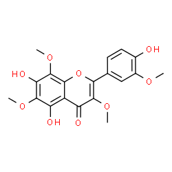 ChemSpider 2D Image | 5,7-Dihydroxy-2-(4-hydroxy-3-methoxyphenyl)-3,6,8-trimethoxy-4H-chromen-4-one | C19H18O9
