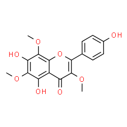 ChemSpider 2D Image | 5,7-Dihydroxy-2-(4-hydroxyphenyl)-3,6,8-trimethoxy-4H-chromen-4-one | C18H16O8