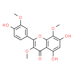 ChemSpider 2D Image | 5,7-Dihydroxy-2-(4-hydroxy-3-methoxyphenyl)-3,8-dimethoxy-4H-chromen-4-one | C18H16O8