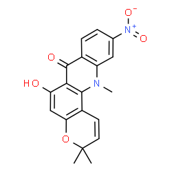 ChemSpider 2D Image | 6-Hydroxy-3,3,12-trimethyl-10-nitro-3,12-dihydro-7H-pyrano[2,3-c]acridin-7-one | C19H16N2O5