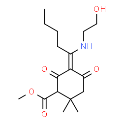 ChemSpider 2D Image | Methyl (5E)-5-{1-[(2-hydroxyethyl)amino]pentylidene}-2,2-dimethyl-4,6-dioxocyclohexanecarboxylate | C17H27NO5