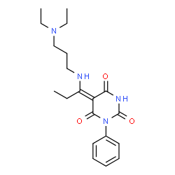 ChemSpider 2D Image | (5E)-5-(1-{[3-(Diethylamino)propyl]amino}propylidene)-1-phenyl-2,4,6(1H,3H,5H)-pyrimidinetrione | C20H28N4O3