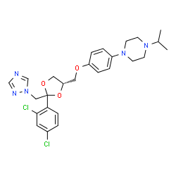 ChemSpider 2D Image | 1-(4-{[(4S)-2-(2,4-Dichlorophenyl)-2-(1H-1,2,4-triazol-1-ylmethyl)-1,3-dioxolan-4-yl]methoxy}phenyl)-4-isopropylpiperazine | C26H31Cl2N5O3