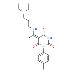 ChemSpider 2D Image | (5E)-5-(1-{[3-(Diethylamino)propyl]amino}ethylidene)-1-(4-methylphenyl)-2,4,6(1H,3H,5H)-pyrimidinetrione | C20H28N4O3