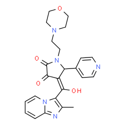 ChemSpider 2D Image | (4E)-4-[Hydroxy(2-methylimidazo[1,2-a]pyridin-3-yl)methylene]-1-[2-(4-morpholinyl)ethyl]-5-(4-pyridinyl)-2,3-pyrrolidinedione | C24H25N5O4