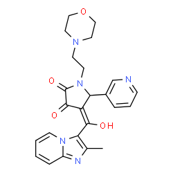 ChemSpider 2D Image | (4E)-4-[Hydroxy(2-methylimidazo[1,2-a]pyridin-3-yl)methylene]-1-[2-(4-morpholinyl)ethyl]-5-(3-pyridinyl)-2,3-pyrrolidinedione | C24H25N5O4