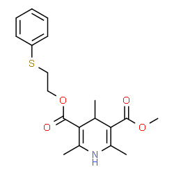 ChemSpider 2D Image | Methyl 2-(phenylsulfanyl)ethyl 2,4,6-trimethyl-1,4-dihydro-3,5-pyridinedicarboxylate | C19H23NO4S