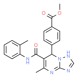 ChemSpider 2D Image | Methyl 4-{5-methyl-6-[(2-methylphenyl)carbamoyl]-1,7-dihydro[1,2,4]triazolo[1,5-a]pyrimidin-7-yl}benzoate | C22H21N5O3