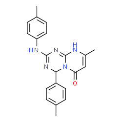 ChemSpider 2D Image | 8-Methyl-4-(4-methylphenyl)-2-[(4-methylphenyl)amino]-4,9-dihydro-6H-pyrimido[1,2-a][1,3,5]triazin-6-one | C21H21N5O