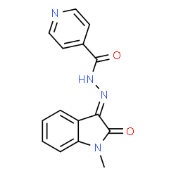 ChemSpider 2D Image | N'-[(3E)-1-Methyl-2-oxo-1,2-dihydro-3H-indol-3-ylidene]isonicotinohydrazide | C15H12N4O2