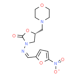 ChemSpider 2D Image | (5R)-5-(4-Morpholinylmethyl)-3-{(Z)-[(5-nitro-2-furyl)methylene]amino}-1,3-oxazolidin-2-one | C13H16N4O6
