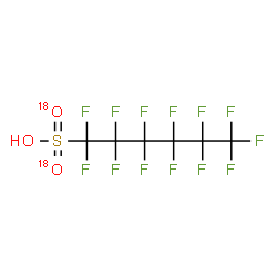 ChemSpider 2D Image | 1,1,2,2,3,3,4,4,5,5,6,6,6-Tridecafluoro-1-hexane(O',O'-~18~O_2_)sulfonic acid | C6HF13O18O2S