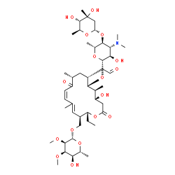 ChemSpider 2D Image | [(2R,3R,6Z,9R,11R,12S,13S,14R)-12-{[3,6-Dideoxy-4-O-(2,6-dideoxy-3-C-methyl-alpha-L-ribo-hexopyranosyl)-3-(dimethylamino)-beta-D-glucopyranosyl]oxy}-2-ethyl-14-hydroxy-5,9,13-trimethyl-8,16-dioxo-11-(
2-oxoethyl)oxacyclohexadeca-4,6-dien-3-yl]methyl 6-deoxy-2,3-di-O-methyl-beta-D-allopyranoside | C46H77NO17