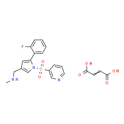 ChemSpider 2D Image | 1-[5-(2-Fluorophenyl)-1-(3-pyridinylsulfonyl)-1H-pyrrol-3-yl]-N-methylmethanamine 2-butenedioate (1:1) | C21H20FN3O6S