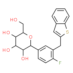 ChemSpider 2D Image | 1,5-Anhydro-1-[3-(1-benzothiophen-2-ylmethyl)-4-fluorophenyl]hexitol | C21H21FO5S