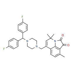 ChemSpider 2D Image | 6-({4-[Bis(4-fluorophenyl)methyl]-1-piperazinyl}methyl)-4,4,9-trimethyl-4H-pyrrolo[3,2,1-ij]quinoline-1,2-dione | C32H31F2N3O2