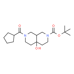 ChemSpider 2D Image | 2-Methyl-2-propanyl 7-(cyclopentylcarbonyl)-4a-hydroxyoctahydro-2,7-naphthyridine-2(1H)-carboxylate | C19H32N2O4