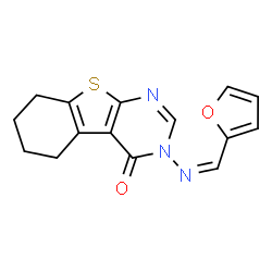 ChemSpider 2D Image | 3-[(Z)-(2-Furylmethylene)amino]-5,6,7,8-tetrahydro[1]benzothieno[2,3-d]pyrimidin-4(3H)-one | C15H13N3O2S