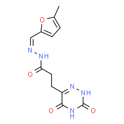 ChemSpider 2D Image | 3-(3,5-Dioxo-2,3,4,5-tetrahydro-1,2,4-triazin-6-yl)-N'-[(Z)-(5-methyl-2-furyl)methylene]propanehydrazide | C12H13N5O4