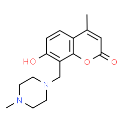 ChemSpider 2D Image | 7-Hydroxy-4-methyl-8-[(4-methyl-1-piperazinyl)methyl]-2H-chromen-2-one | C16H20N2O3