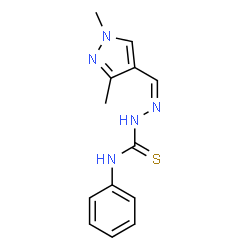 ChemSpider 2D Image | (2Z)-2-[(1,3-Dimethyl-1H-pyrazol-4-yl)methylene]-N-phenylhydrazinecarbothioamide | C13H15N5S