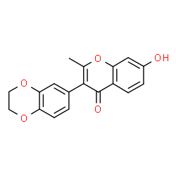 ChemSpider 2D Image | 3-(2,3-Dihydro-1,4-benzodioxin-6-yl)-7-hydroxy-2-methyl-4H-chromen-4-one | C18H14O5