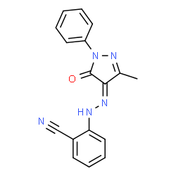 ChemSpider 2D Image | 2-[(2Z)-2-(3-Methyl-5-oxo-1-phenyl-1,5-dihydro-4H-pyrazol-4-ylidene)hydrazino]benzonitrile | C17H13N5O