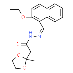 ChemSpider 2D Image | N'-[(Z)-(2-Ethoxy-1-naphthyl)methylene]-2-(2-methyl-1,3-dioxolan-2-yl)acetohydrazide | C19H22N2O4