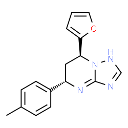 ChemSpider 2D Image | (5S,7S)-7-(2-Furyl)-5-(4-methylphenyl)-1,5,6,7-tetrahydro[1,2,4]triazolo[1,5-a]pyrimidine | C16H16N4O