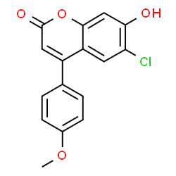 ChemSpider 2D Image | 6-Chloro-7-hydroxy-4-(4-methoxyphenyl)-2H-chromen-2-one | C16H11ClO4