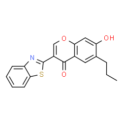 ChemSpider 2D Image | 3-(1,3-Benzothiazol-2-yl)-7-hydroxy-6-propyl-4H-chromen-4-one | C19H15NO3S